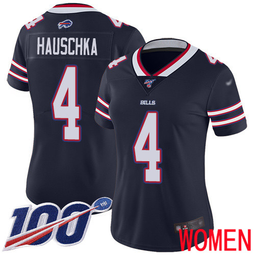 Women Buffalo Bills 4 Stephen Hauschka Limited Navy Blue Inverted Legend 100th Season NFL Jersey